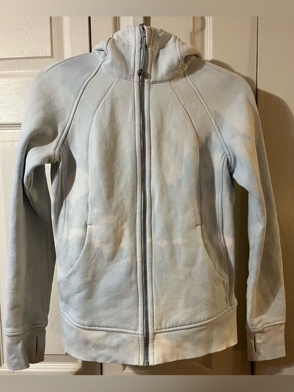 Lululemon Scuba Full Zip Hoodie Light Blue Acid Washed Size 6